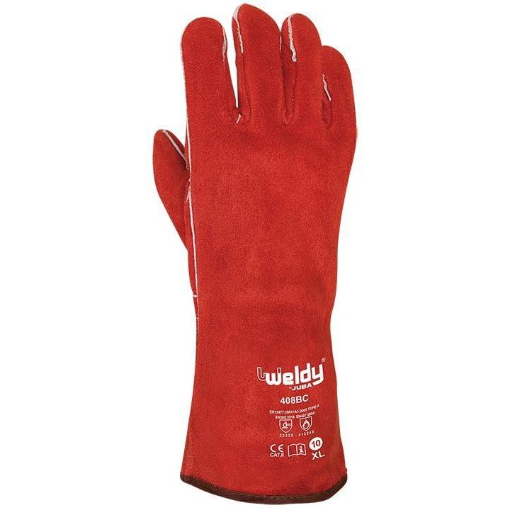 Gant soudeur Antichaleur SUPERIEUR  croûte rouge, M.15cm, couture Kevlar