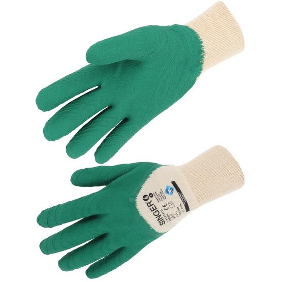 Gant LATEX vert dos aéré poignet tricot