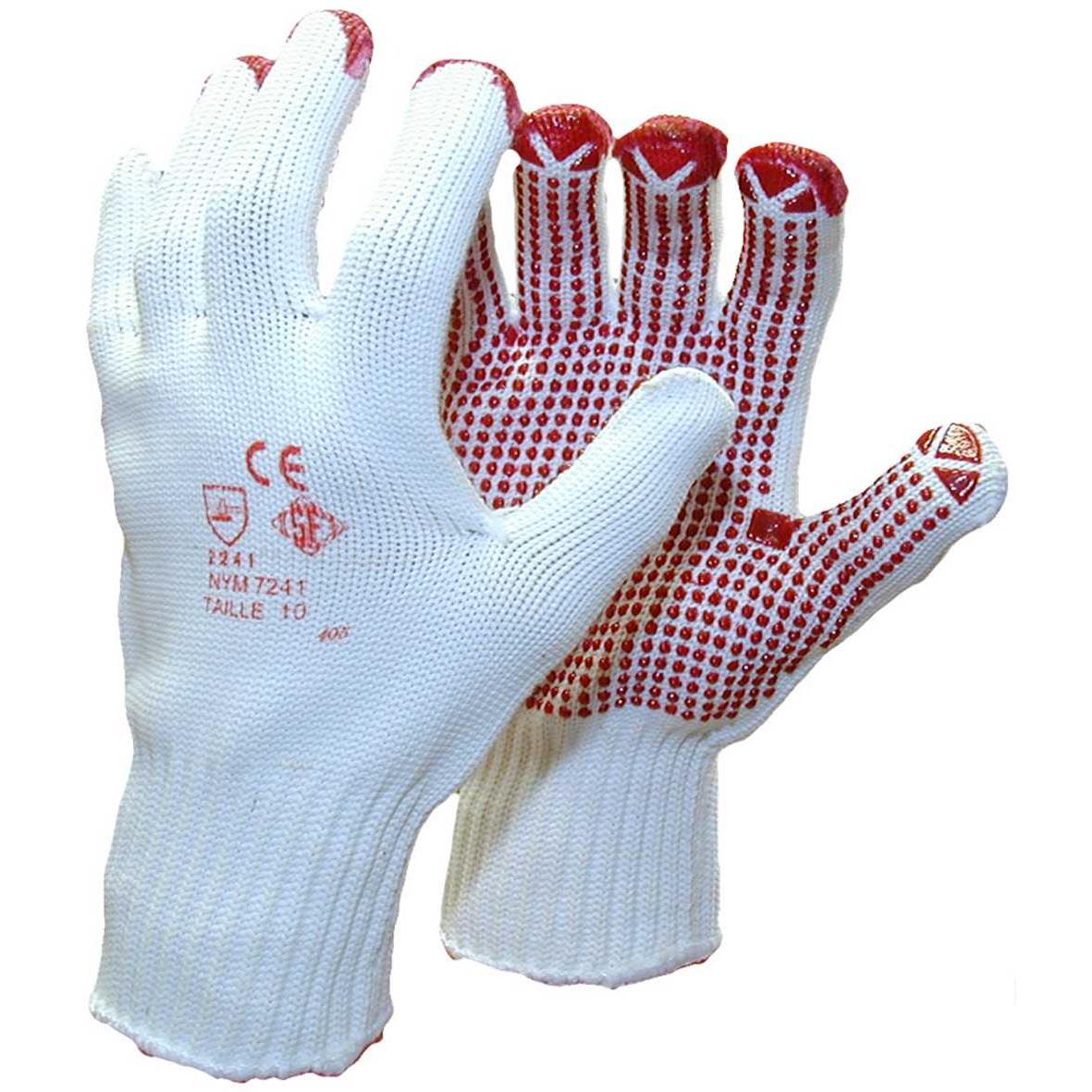 Gant  NYM7241 tricoté polyamide  doublé coton à picot rouge