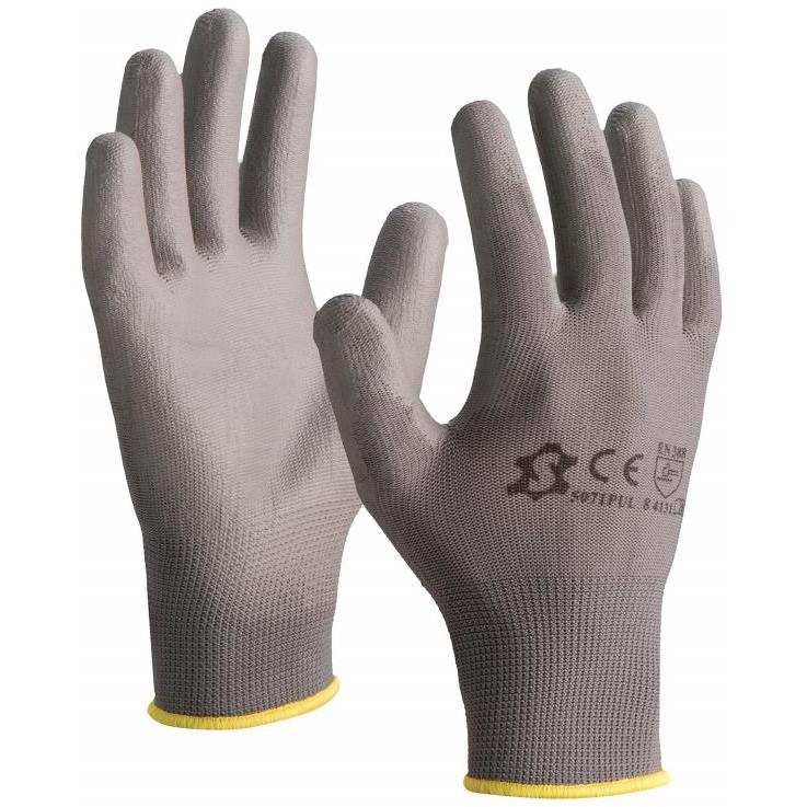 Paquet de 12 paires de gants tricot polyamide paume polyuréthane EN388
