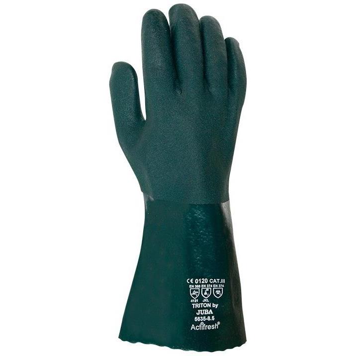 Gant PVC double enduction vert Long 36 cm