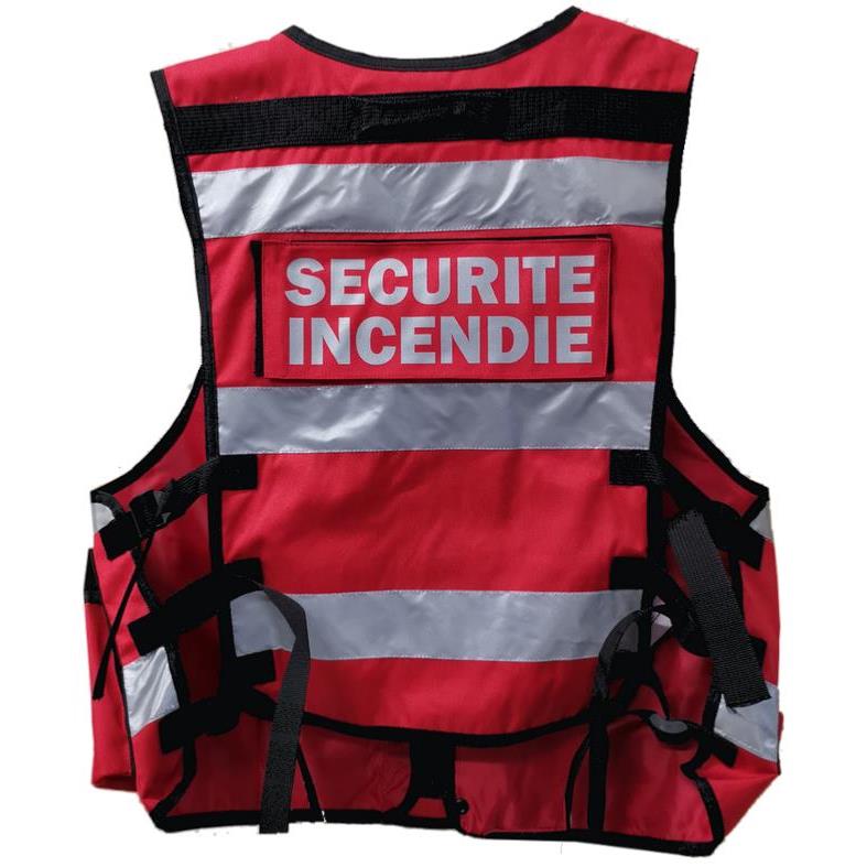 Gilet - Chasuble SSIAP Sécurité Incendie haute visibilité rouge