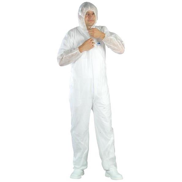 Combinaison en polypropylène blanche à capuche