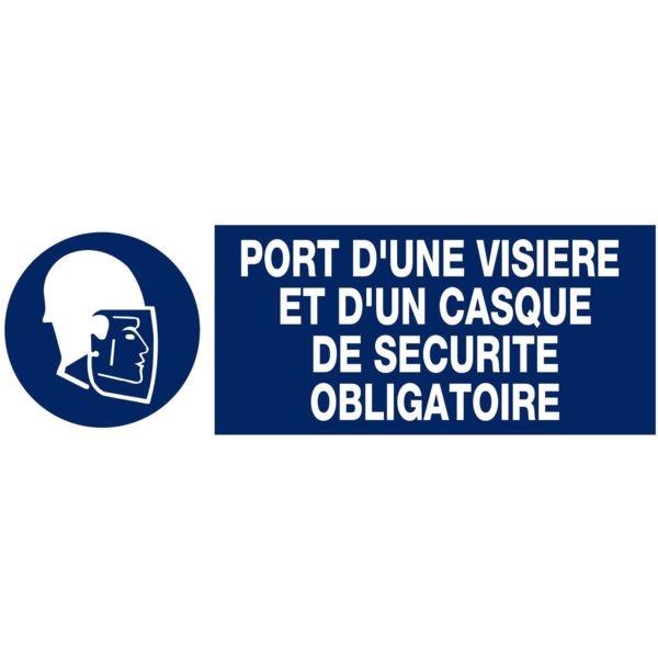 Panneau obligation port d'une visière et d'un casque de sécurité 450/150mm