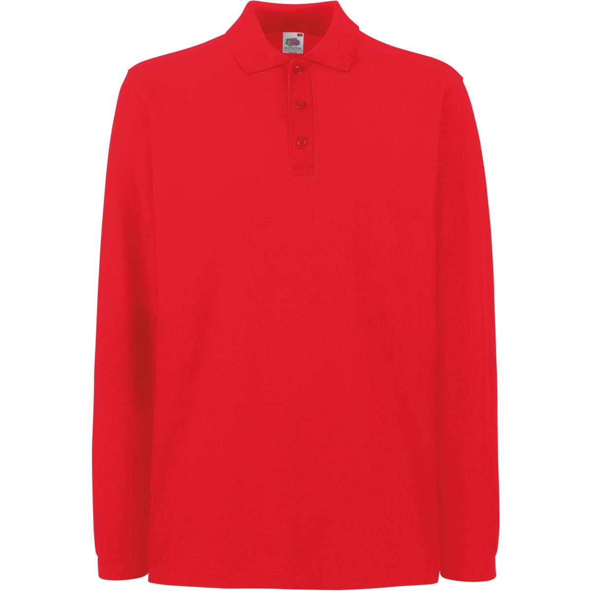 Polo maille piquée FRUIT OF THE LOOM manches longues, 100% coton