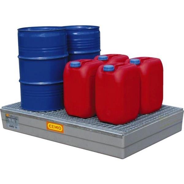 Bac de retention polyester 150L avec caillebotis, stockage produits polluants