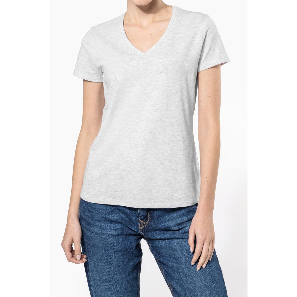 T-Shirt Col V Manches Courtes Femme K381