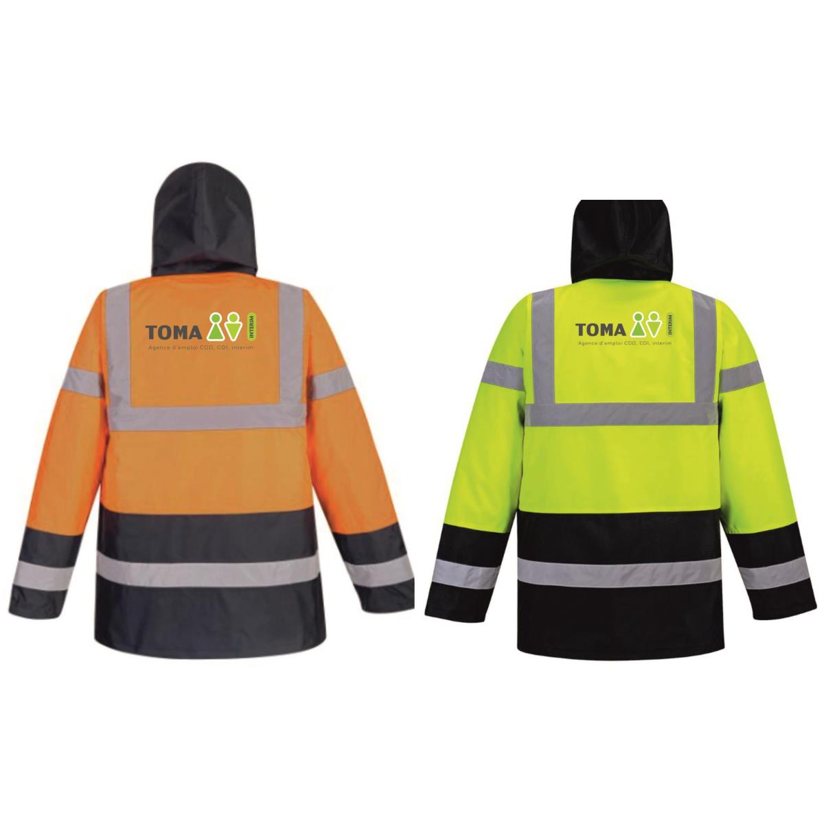 Parka de signalisation + logo TOMA INTERIM bicolore EN20741 Classe 3 EN343 Class