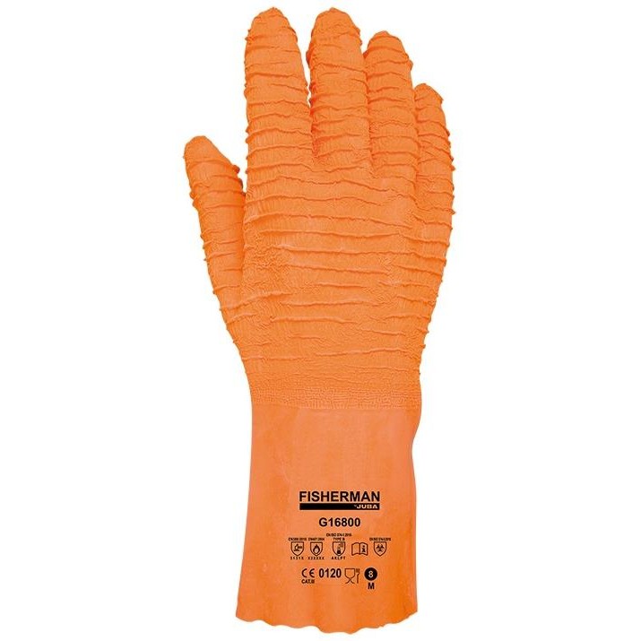 Gant latex orange sur interlock paume adhérisée