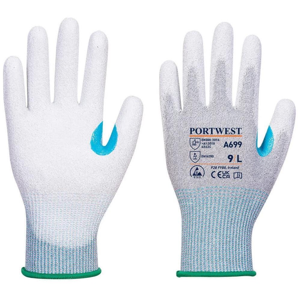 Paquet de 12 paires de  gants anticoupure C et ESD  enduction PU