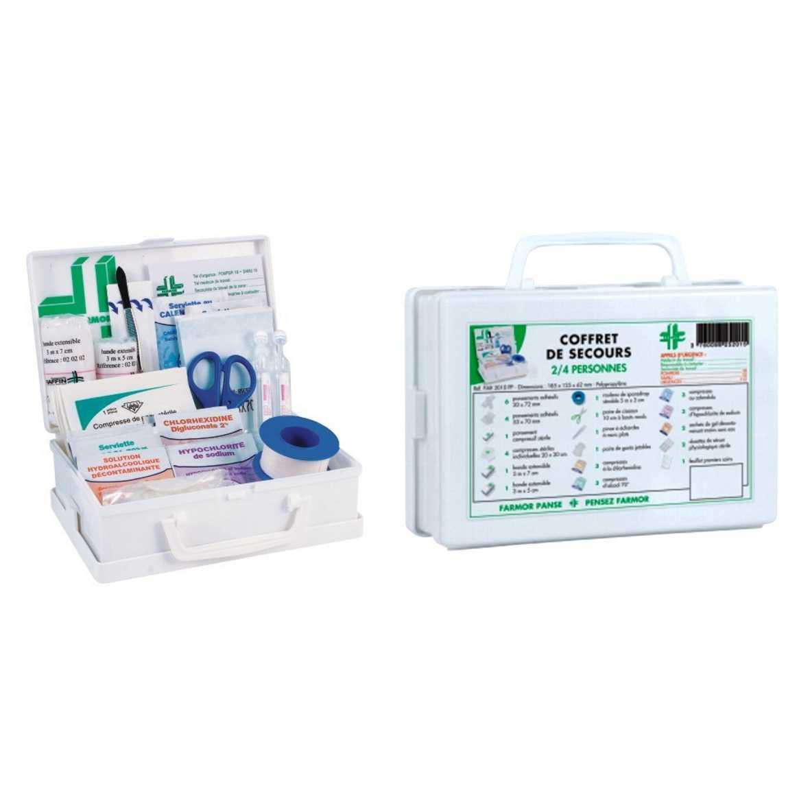 Trousse de secours vehicule /atelier 4 personnes + support