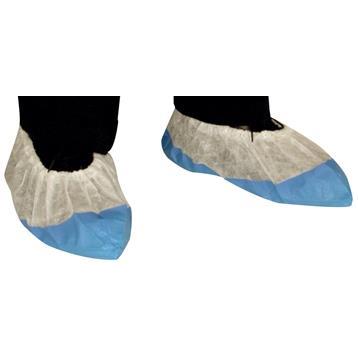 Surchaussure polypro blanc+semelle antidérapante bleu  boite de 50