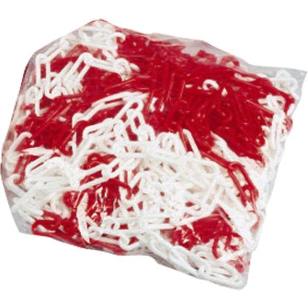 Chaîne de signalisation  rouge/blanchen maille 8mm sac de 25m