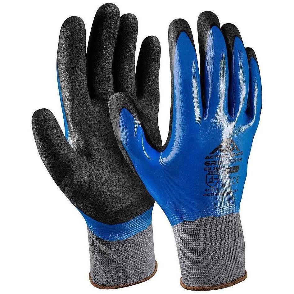 Gant ACTIVE GRIP tout enduit dos et paume nitrile sablé double couche jauge 15